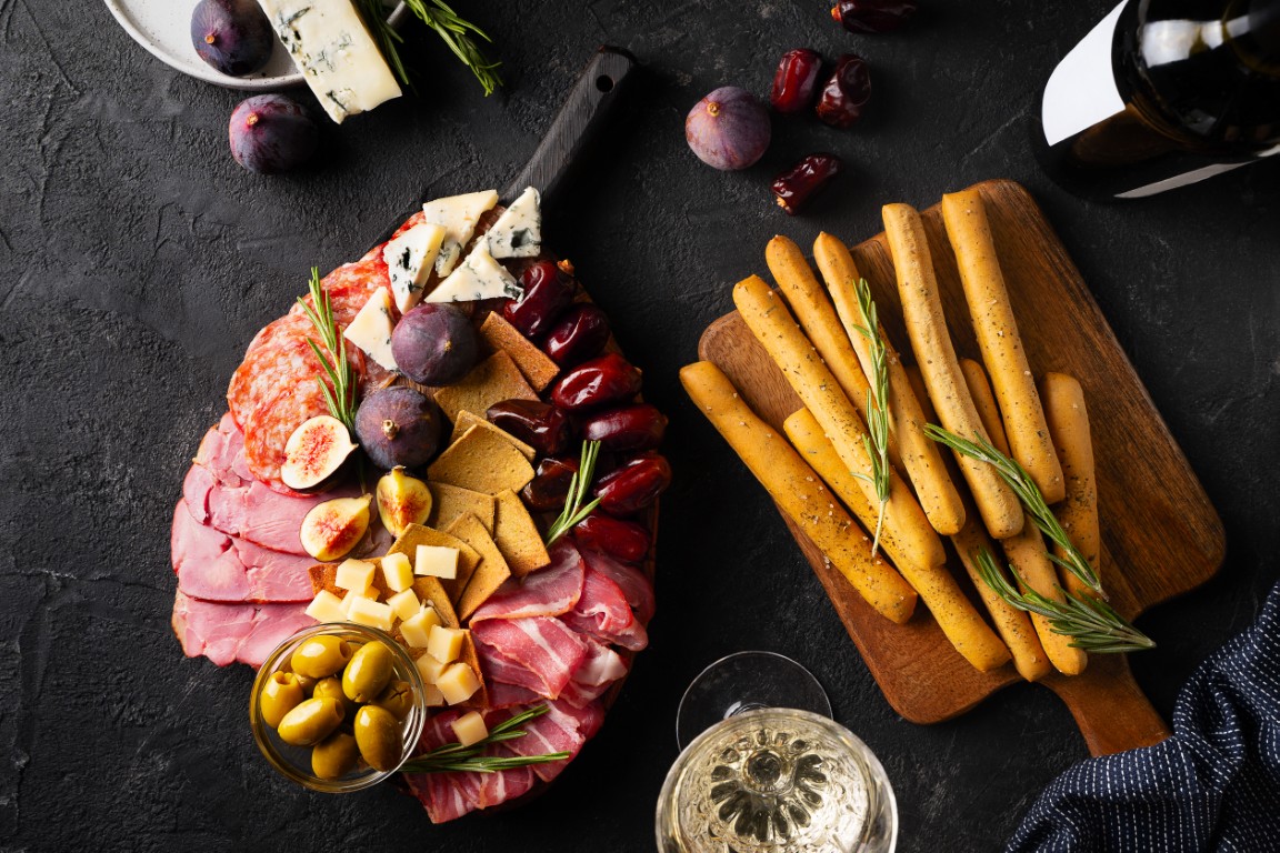 Artisan charcuterie board with wine and beer at Cheers & Cheese, Bethesda